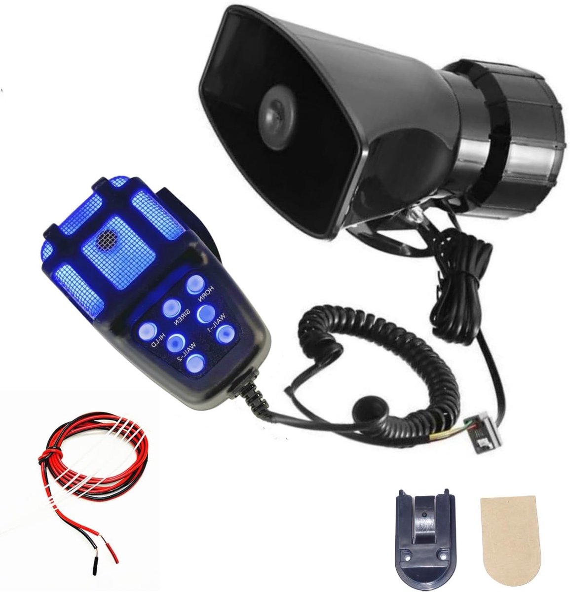 Car Horn Electric Horn Warning Alarm horn Easy installation 135db Siren Alarm 7 Tone blue and black Truck Horn Car - ShopVlot