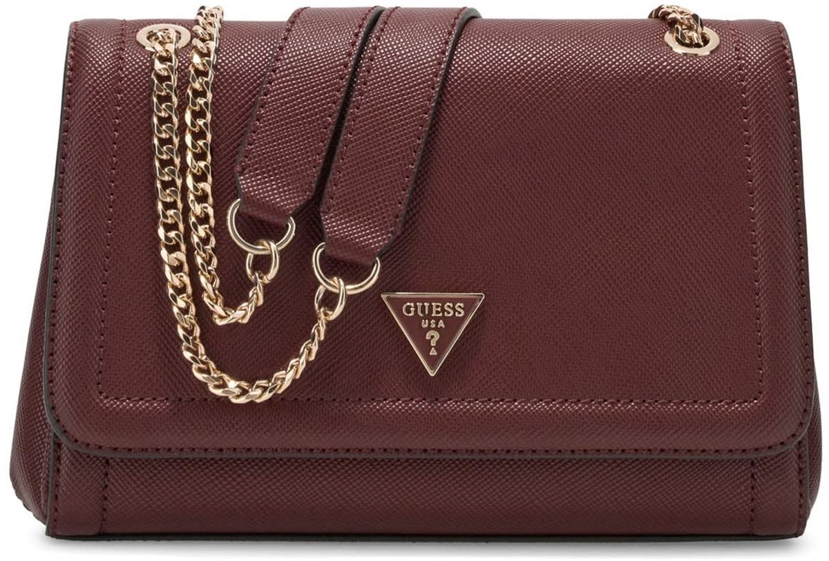 GUESS schoudertas Noelle II Convertible Xbody Flap Bag Burgundy wijnrood