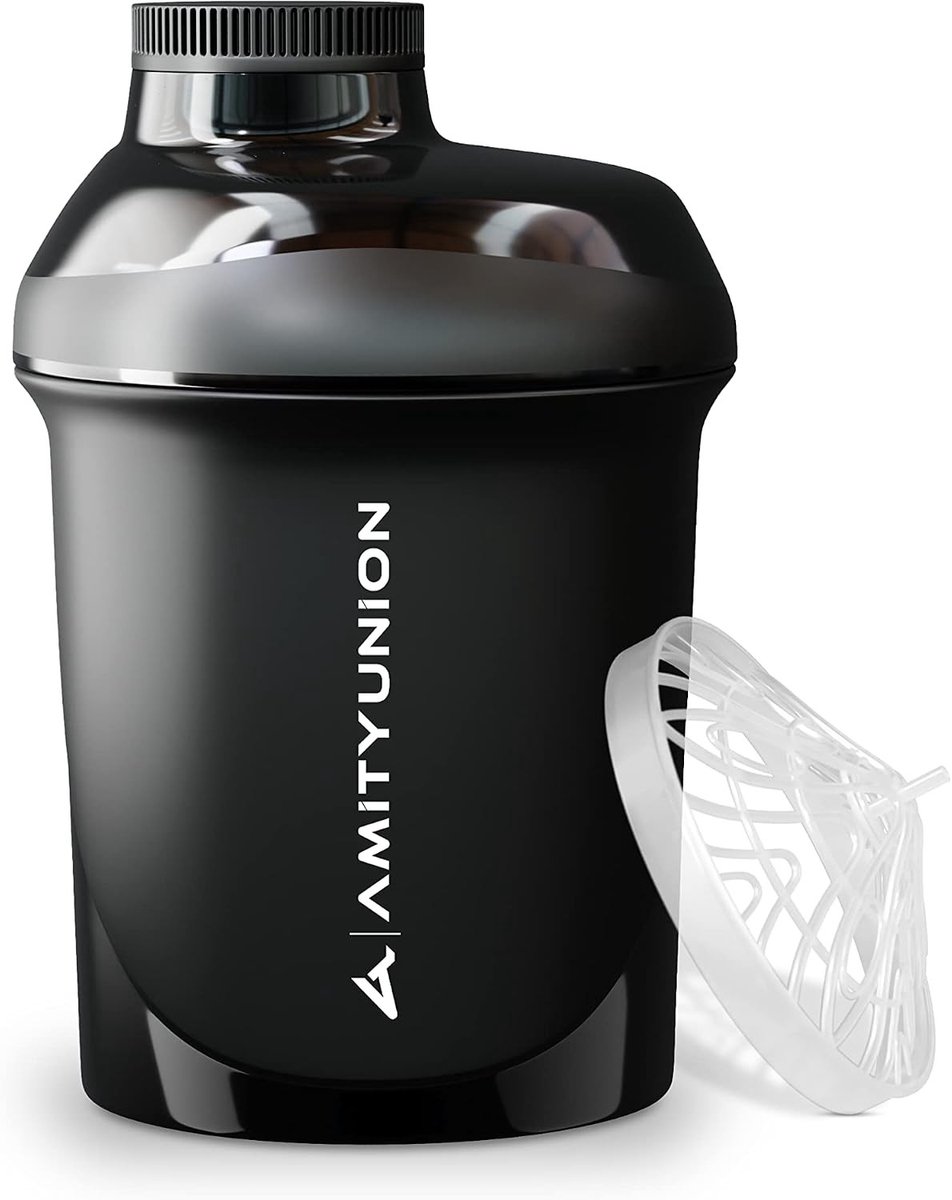 Protein Shaker - Zwart - 400 ml - BPA-vrije Shaker met Extra Zeef - Voor Eiwitshakes
