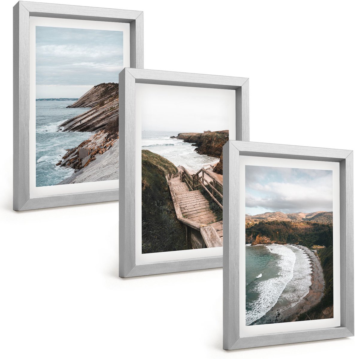 Tulup 4-Delige Schilderij Set - Uitzicht op zee met kliffen en strandlandschappen - 20 x 30 cm - Wanddecoratie - Schilderijen Set - Kantoor
