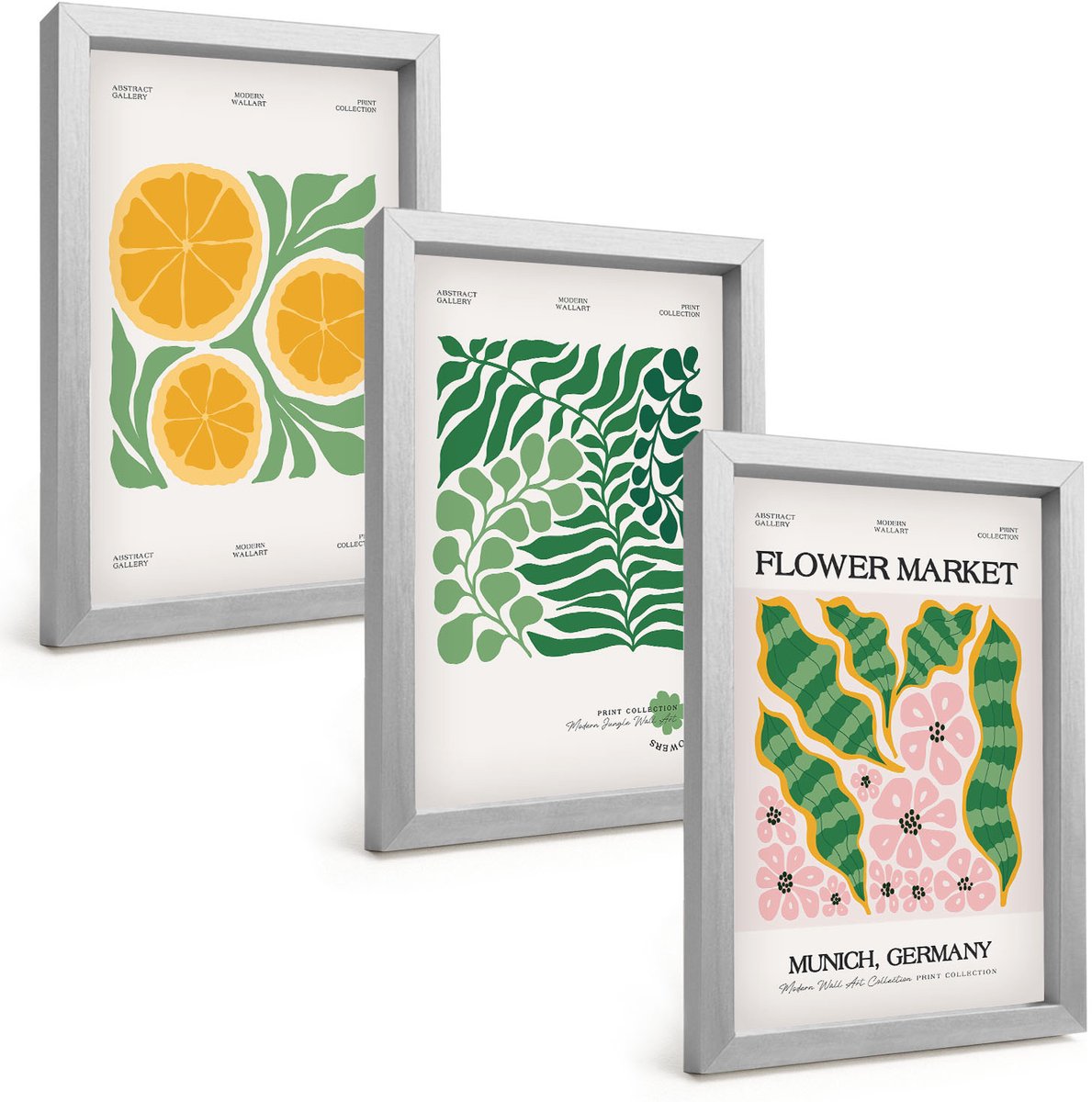 Tulup 4-Delige Schilderij Set - Posters met fruit- en plantmotieven in pastelkleuren - 20 x 30 cm - Muurdecoratie - Schilderijen Set - Woonkamer - Wanddecoratie
