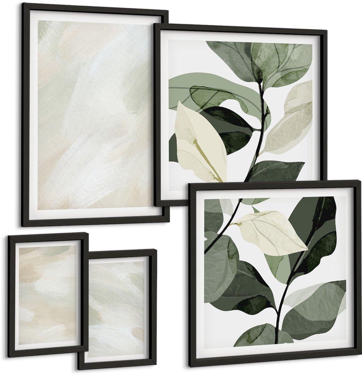 Tulup 4-Delige Schilderij Set - Heldere abstracte schilderijen op canvas, delicate boho-stijl - 50 x 50 cm, 20 x 30 cm en 40 x 60 cm - Wanddecoratie - Schilderijen Set - Interieur
