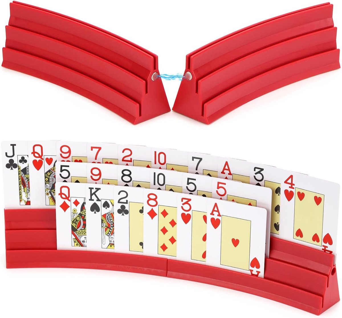 Kaarthouder fietsstuur - Rood - 18,5 x 4 cm - Duurzame Plastic Speelkaarthouder - Voor Kinderen en Volwassenen