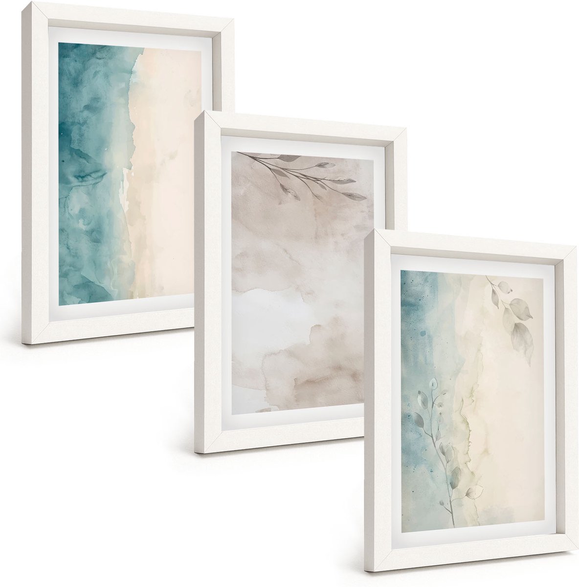 Tulup 3-Delige Schilderij Set - Subtiele aquarelverftextuur - 20x30 - Wanddecoratie - Schilderijen Set - Interieur - Stijlvolle Muurdecoratie