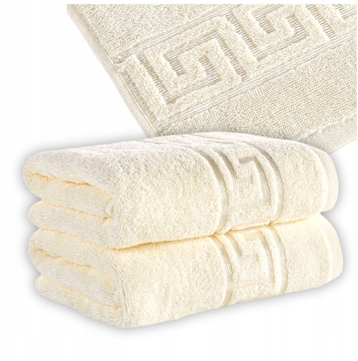 2x Katoenen Handdoeken 50x90 cm GREK Set - 100% Katoen Crème