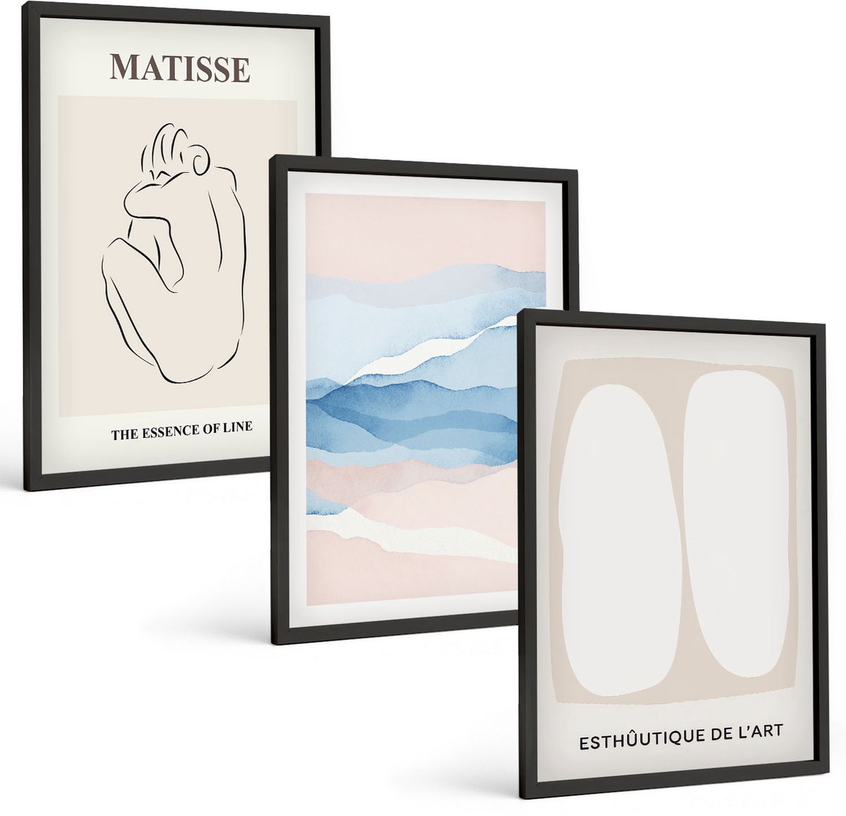 Tulup 4-Delige Schilderij Set - Abstracte vormen en delicate kleuren van Matisse - 40 x 60 cm - Schilderijen Set - Wanddecoratie - Woonkamer - Muurdecoratie