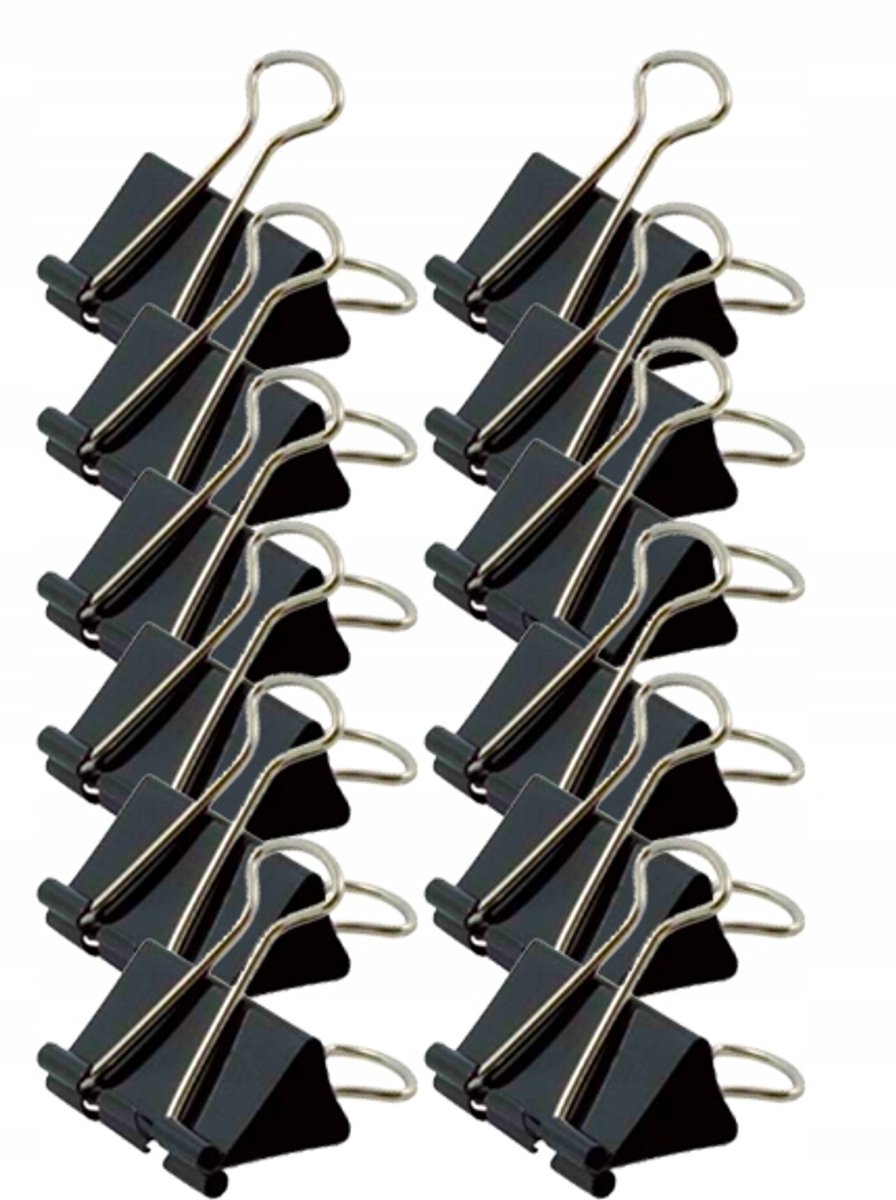 Kantoorclips 19mm - 12 stuks, metaal, zwart