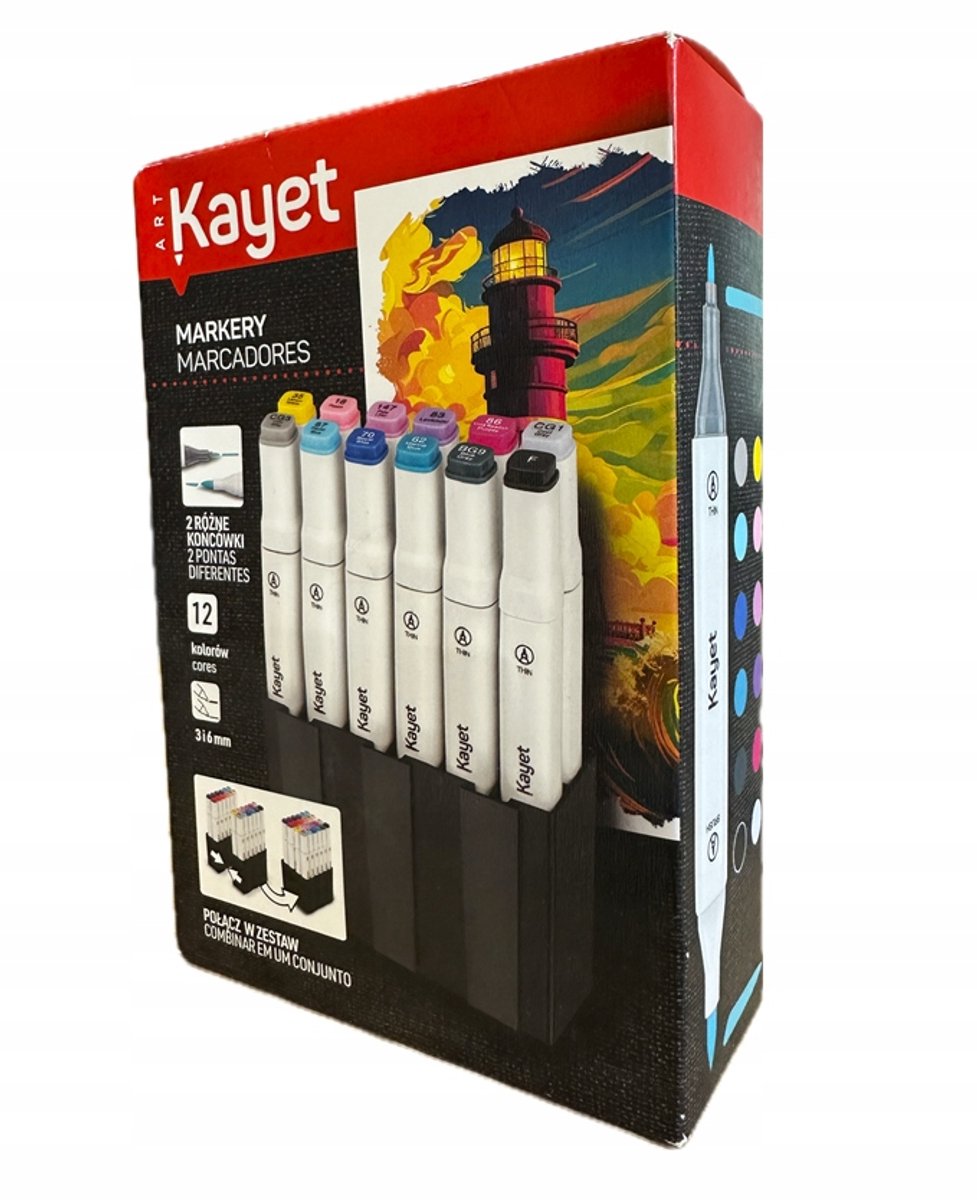 Set van 12 permanente markers, 3 & 6 mm, 2 punten, veelkleurig