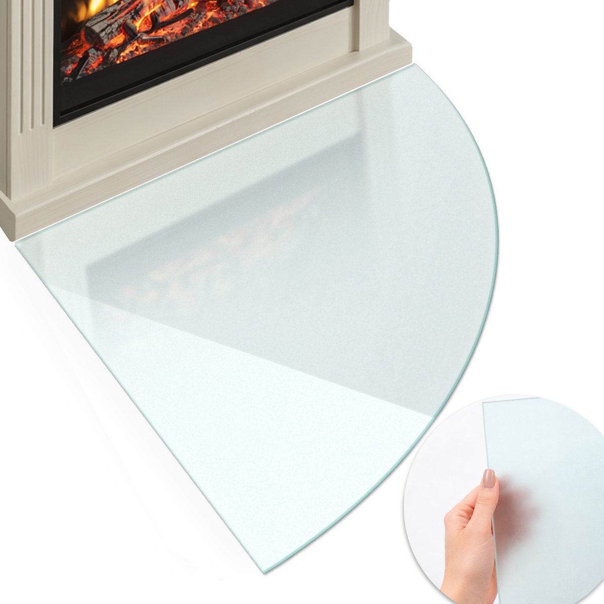 Wallfluent - Vloerplaat openhaard - 100x100cm - Halftransparant Halfrond - Plaat voor onder houtkachel - Beschermplaat