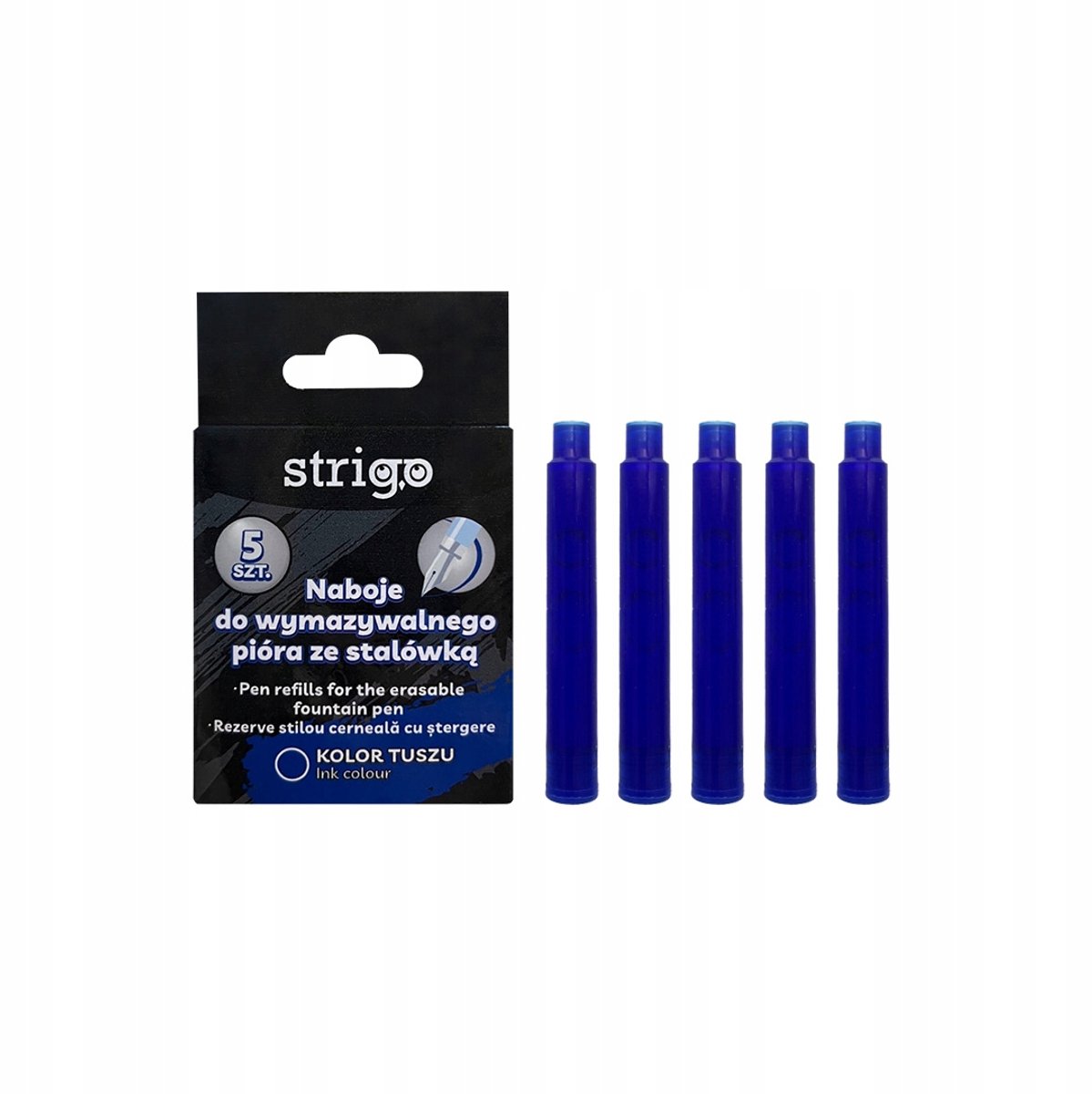 STRIGO Uitwisbare Inktpatronen Blauw - 5 Stuks