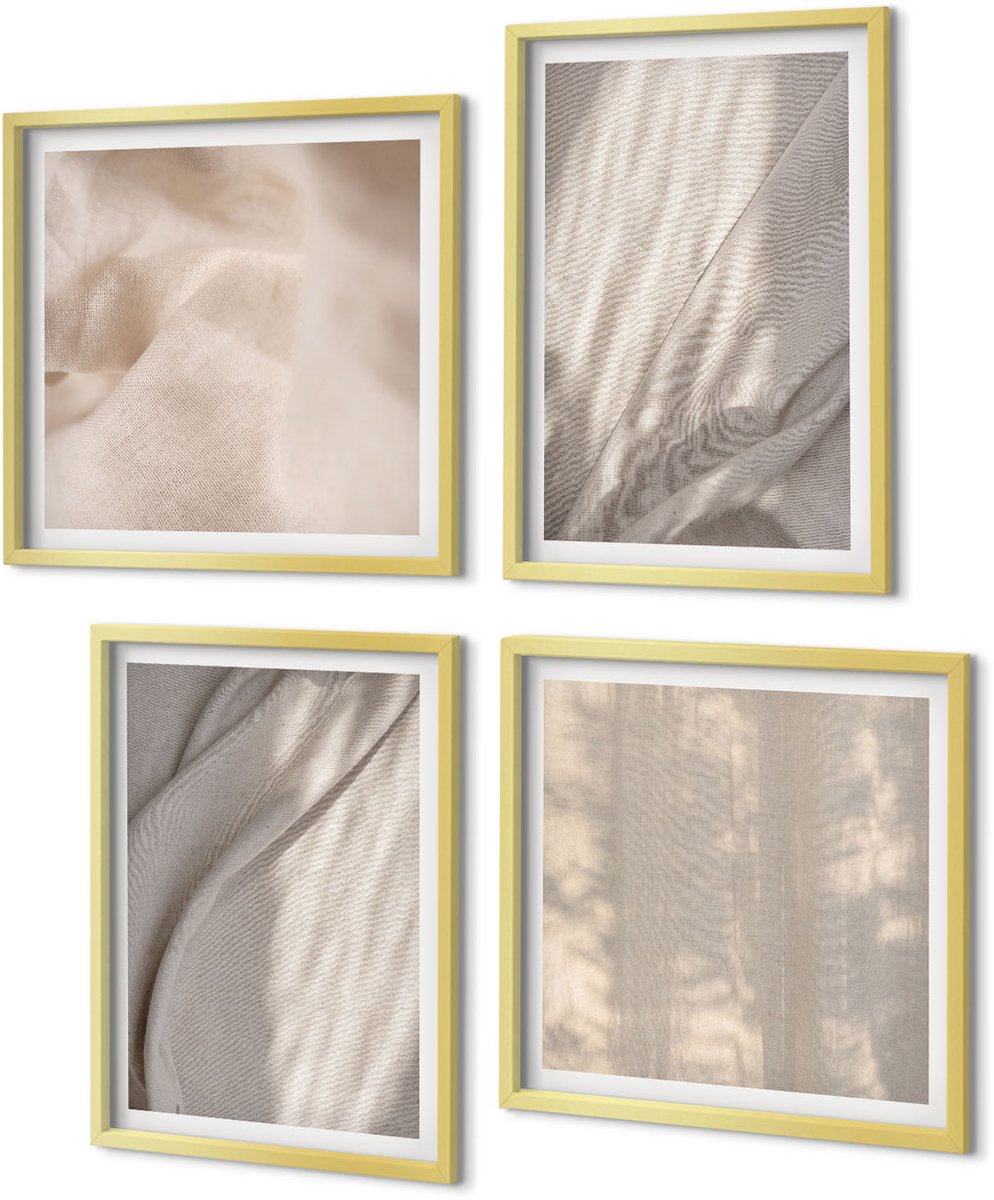 Coloray 4-Delige Schilderij Set - Natuurlijke textielstructuren van dichtbij - Boho - 40 x 40 cm en 40 x 60 cm - Wanddecoratie - Schilderijen Set - Interieur - Decoratieve Schilderijen