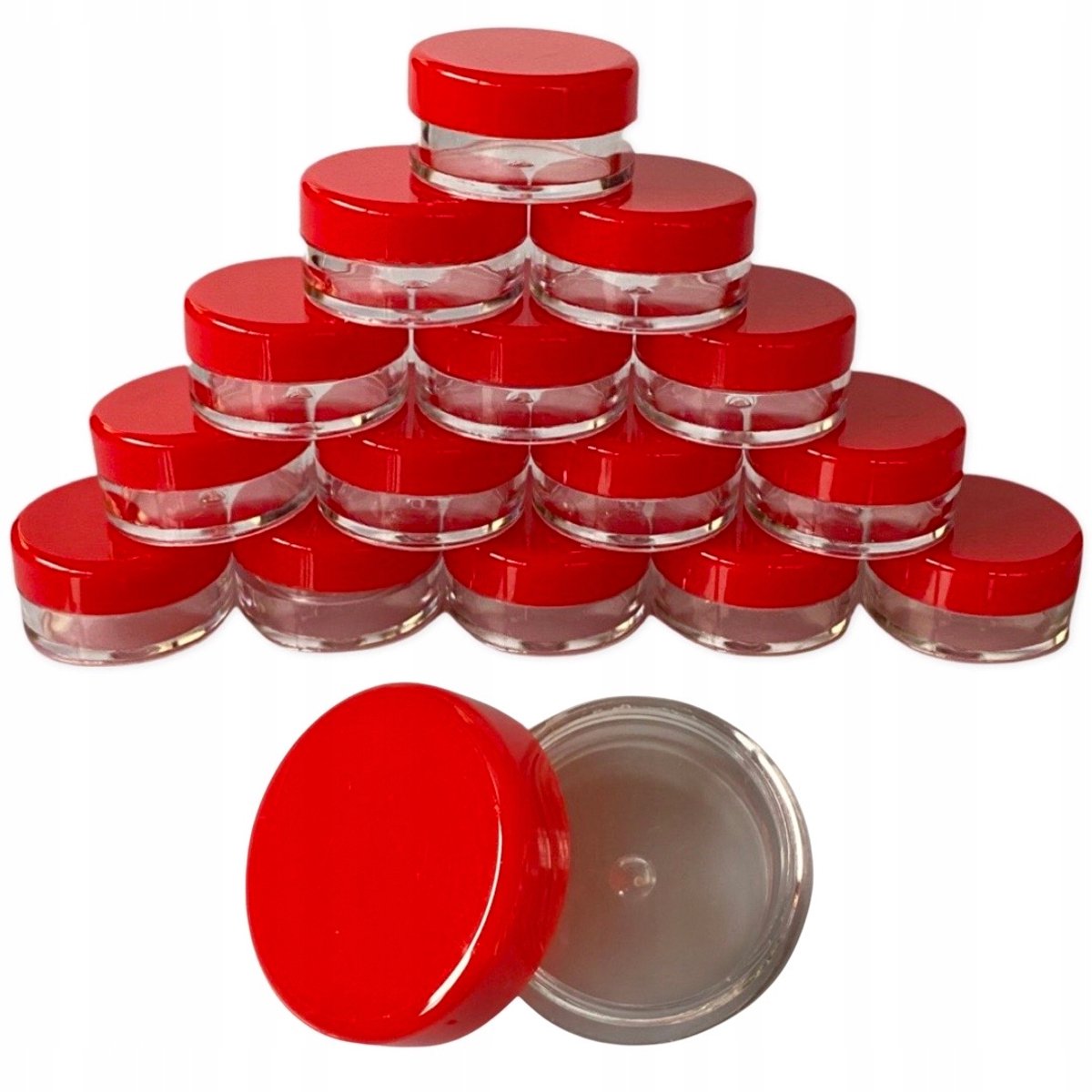 100x Potjes 3ml Transparant Rood - Ideaal voor Nail Art & Cosmetica