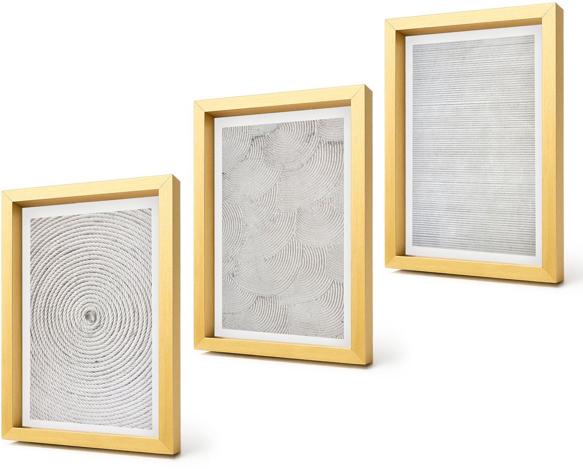 Coloray 4-Delige Schilderij Set - Geometrische kartonnen moderne patronen - 20 x 30 cm - Wanddecoratie - Muurdecoratie - Woonkamer - Decoratieve Schilderijen