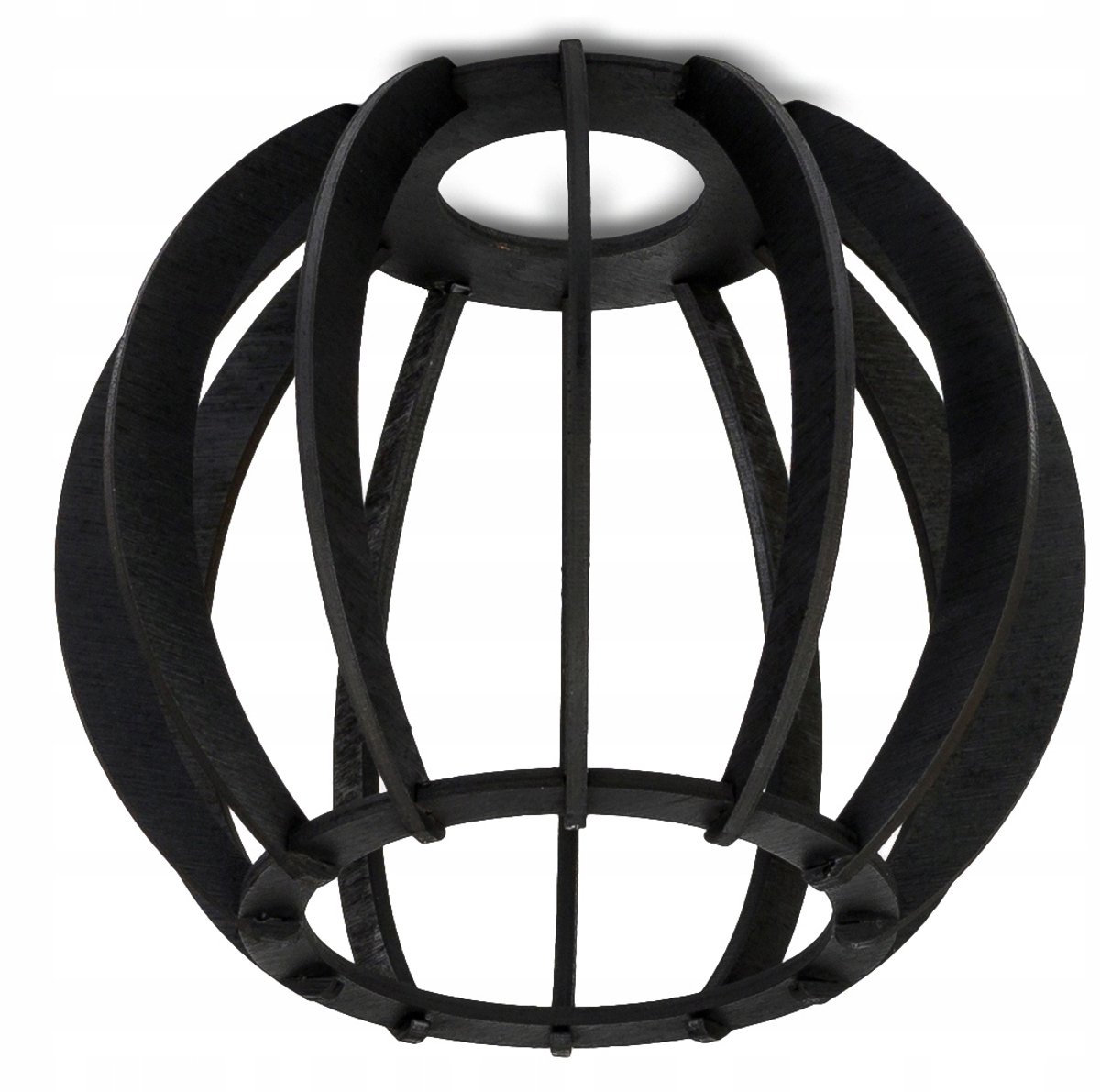 Zwarte houten lampenkap E27, kogelvorm, 16cm diameter, loft stijl