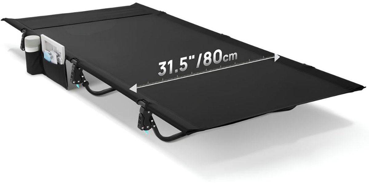 TYR® Veldbed - Kampeerbed - Tot 150kg - Campingbed - Zwart - 45cm x 29cm x 16cm