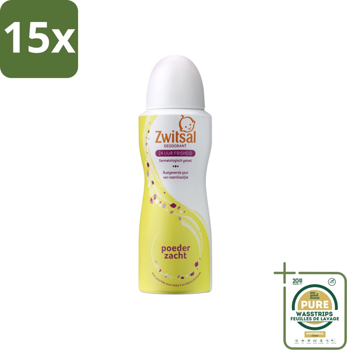 15 x Zwitsal - Deodorant - Poederzacht - Voor Volwassenen - 100 ml - Grootverpakking - Zwitsal Deodorant Spray Soft - Poederzacht - Deodorant Spray - Geur - Anti-zweet