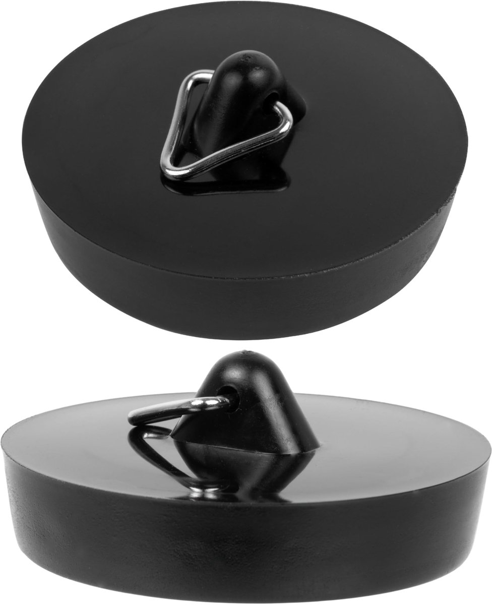 Universele Spoelbakstop, Keukengootsteenplug voor afvoeren Ø 45.5 tot 42 mm, Set van 2, PVC, Zwart, Keukenplug - ShopVlot