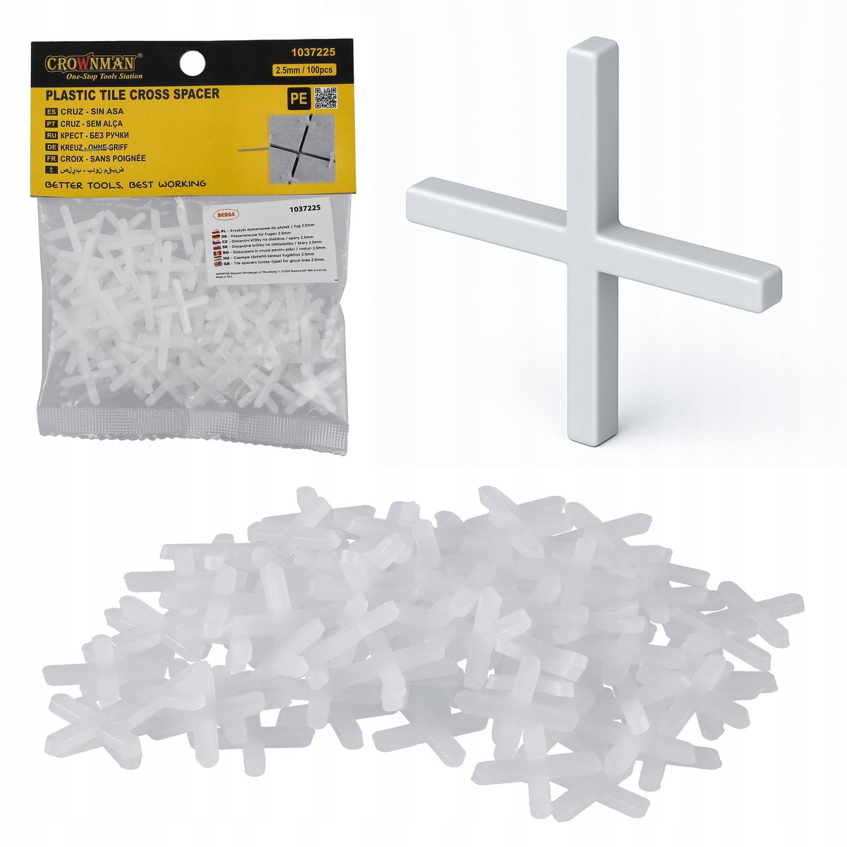 Merkloze Tegelafstandkruisjes 2,5 mm Wit - 100 stuks