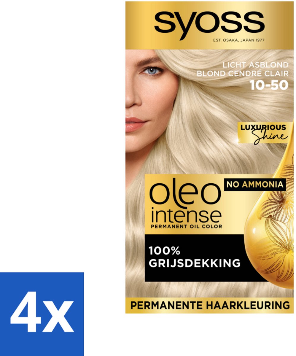 Syoss Oleo Intense - Haarverf - 10-50 - Licht Asblond - 115ml x 4