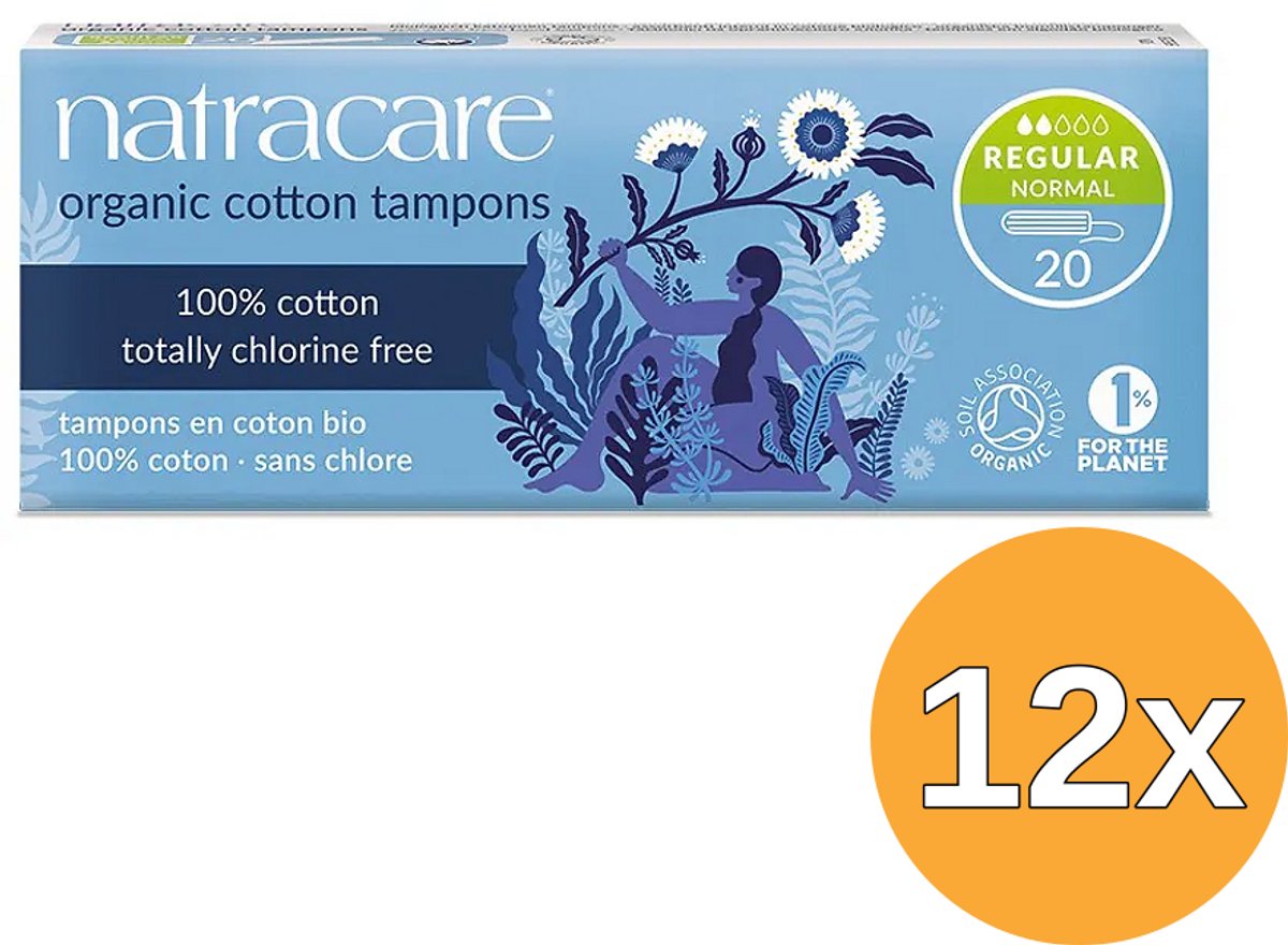 12x Natracare Tampons katoen normaal (20 stuks)