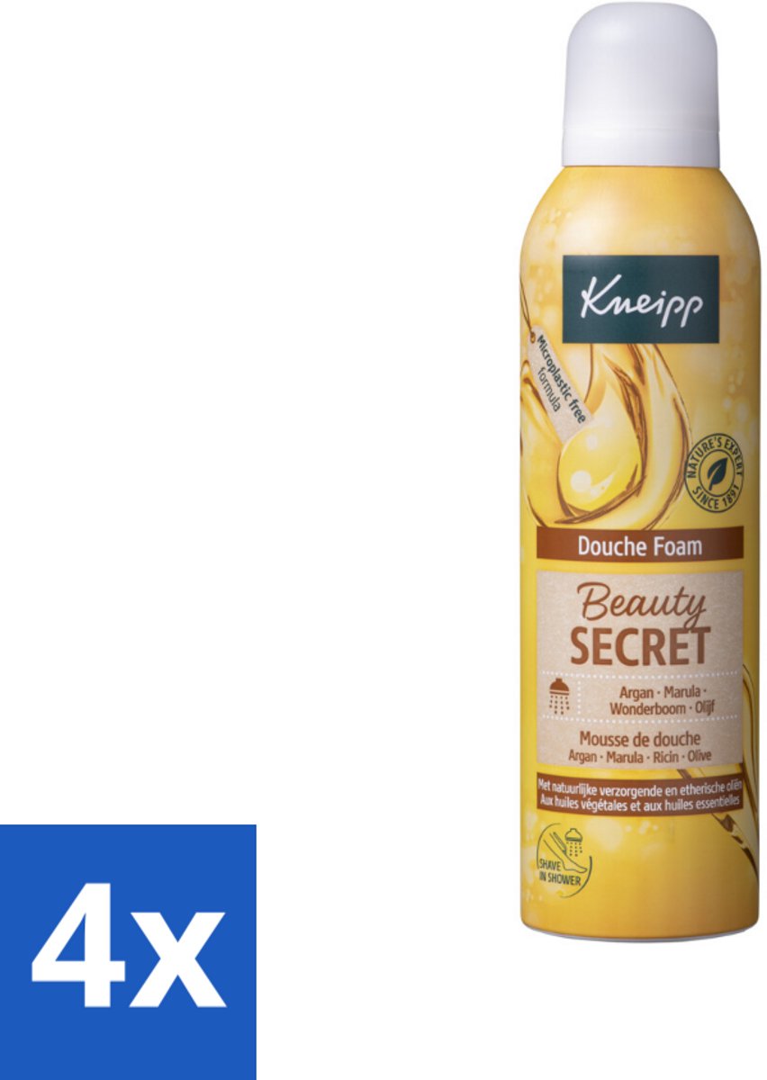 4 x Kneipp - Douche schuim - Beauty Secret - 200 ml - Douche Foam - Kneipp - Natuurlijke Oliën - Argan Olie - Marula Olie
