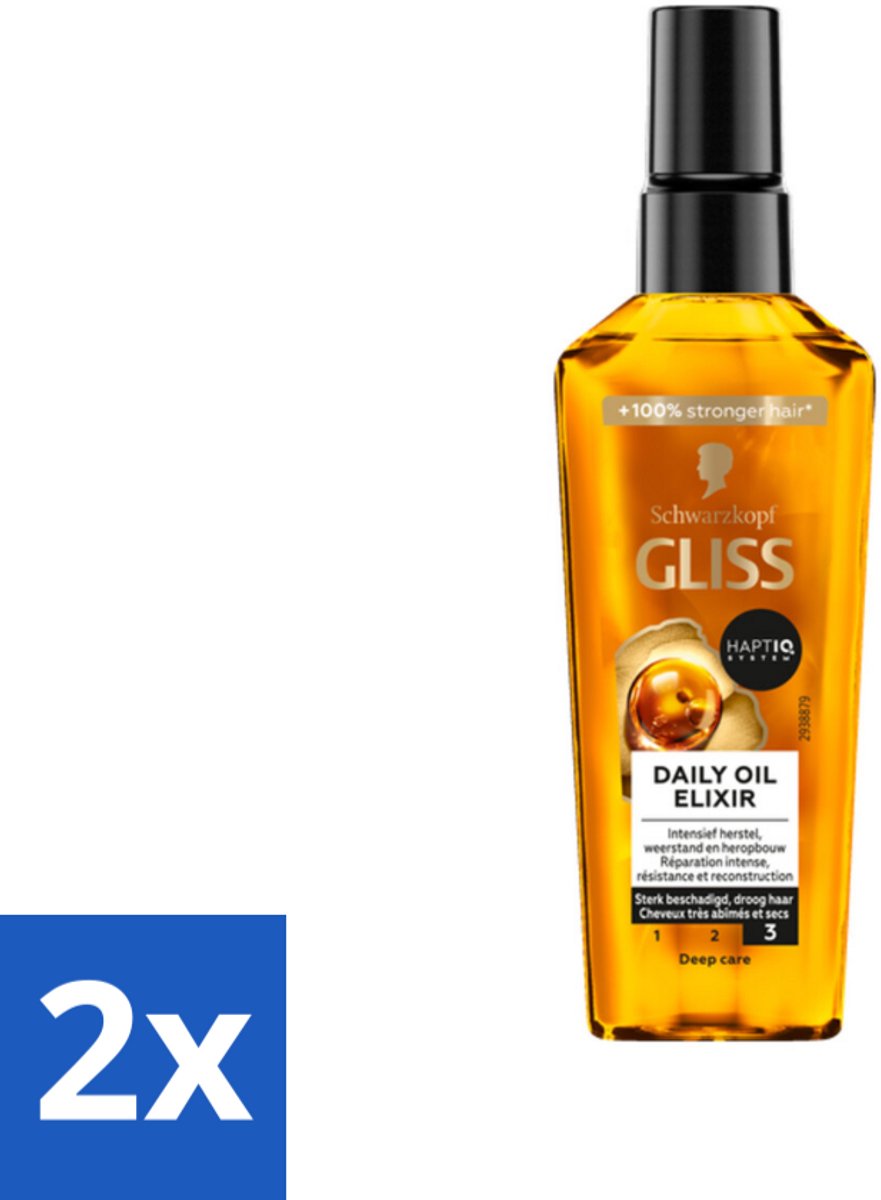 2 x Gliss - Hair Repair - Oil Elixer - Ultiem Haarherstel en Glans - Haar Herstel - Haarolie - Beschadigd Haar - Droog Haar - Glans