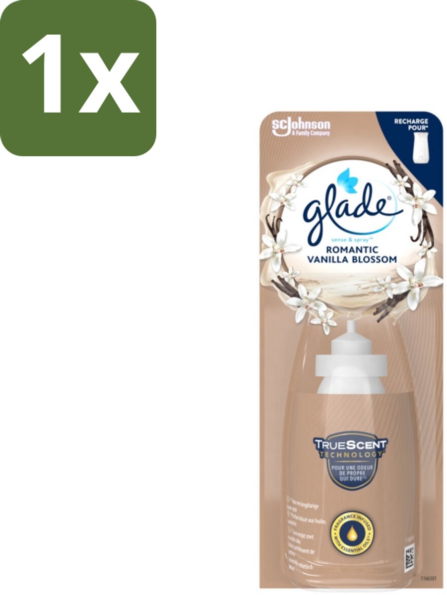 1 x Glade - Sense & Spray - Romantic Vanillebloesem - 18 ml - Romantische Geur - Vanillebloesem - Witte Orchidee - Sandelhout - Geurafgifte