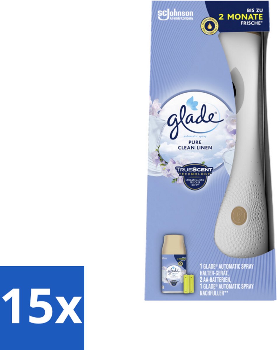 Glade - Startset Automatische Spray - Pure Clean Linen - 269 ml - Bulkverpakking - 15 stuks