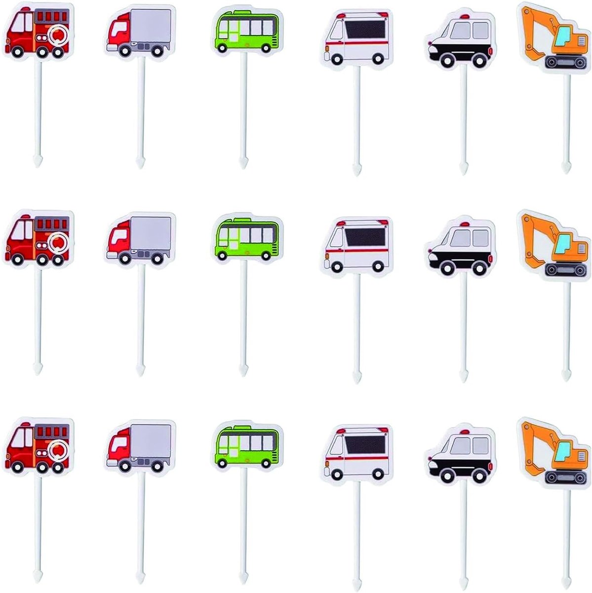 Fruitvorkjes 18 Stuks - Herbruikbaar - Voertuigen Design - Leuk voor Kinderen - ShopVlot