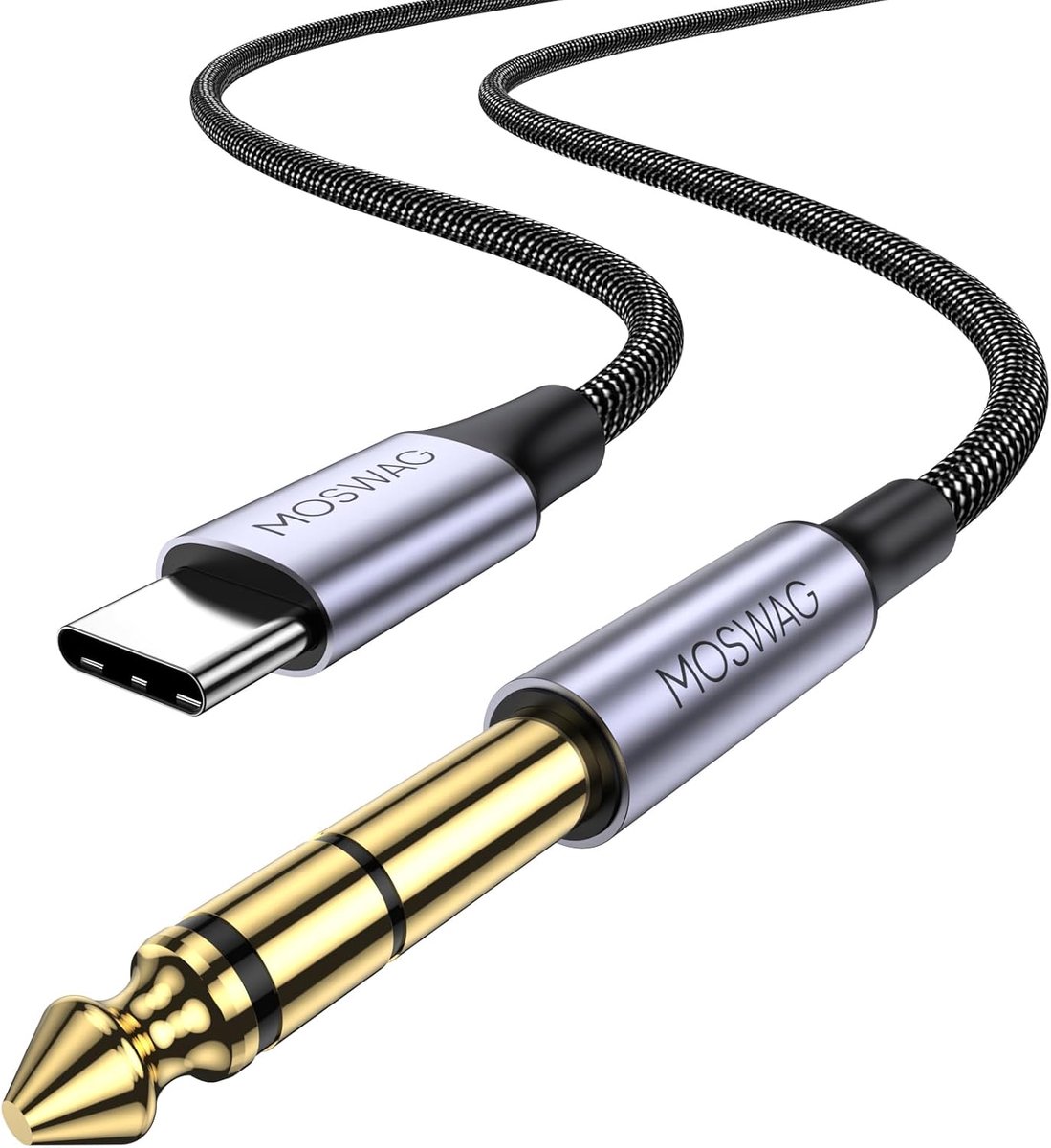 Audio stereo kabel 6.35mm - USB C naar 1/4 inch - 5 meter - voor versterkers en hoofdtelefoons - ShopVlot