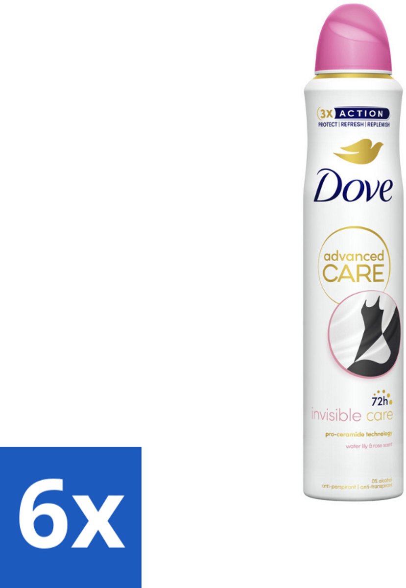 6 x Dove Deodorant Spray - Invisible Care - 200 ml - Deodorant - Antitranspirant - Dove - Invisible Care - 72 Uur Bescherming