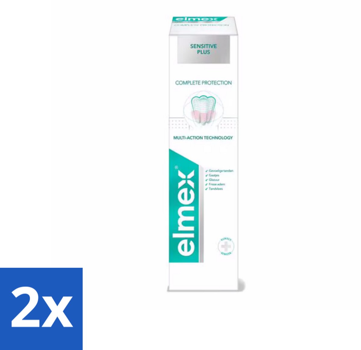 2 x Elmex - Tandpasta - Sensitive Plus - Complete Care - 75 ml - Tandpasta Gevoelige Tanden - Tandpasta Glazuurherstel - Tandpasta Pijnverlichting - Tandpasta Tandvlees - Elmex Sensitive Plus