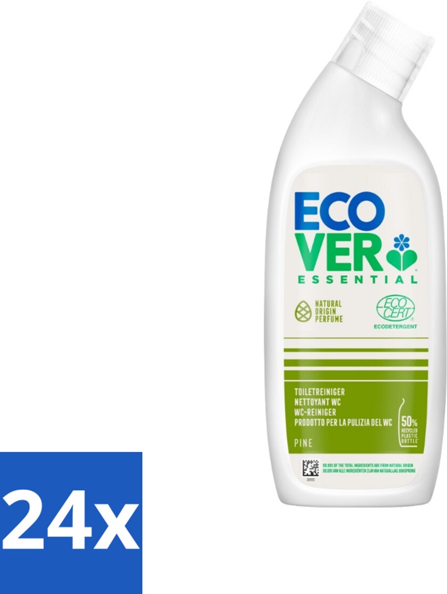 24 x Ecover - Toiletreiniger Essential - Dennenfris - 750 ml - Toilet Schoonmaak - Toilet Reiniger - Biologische Reiniger - Dennengeur - Milieuvriendelijk