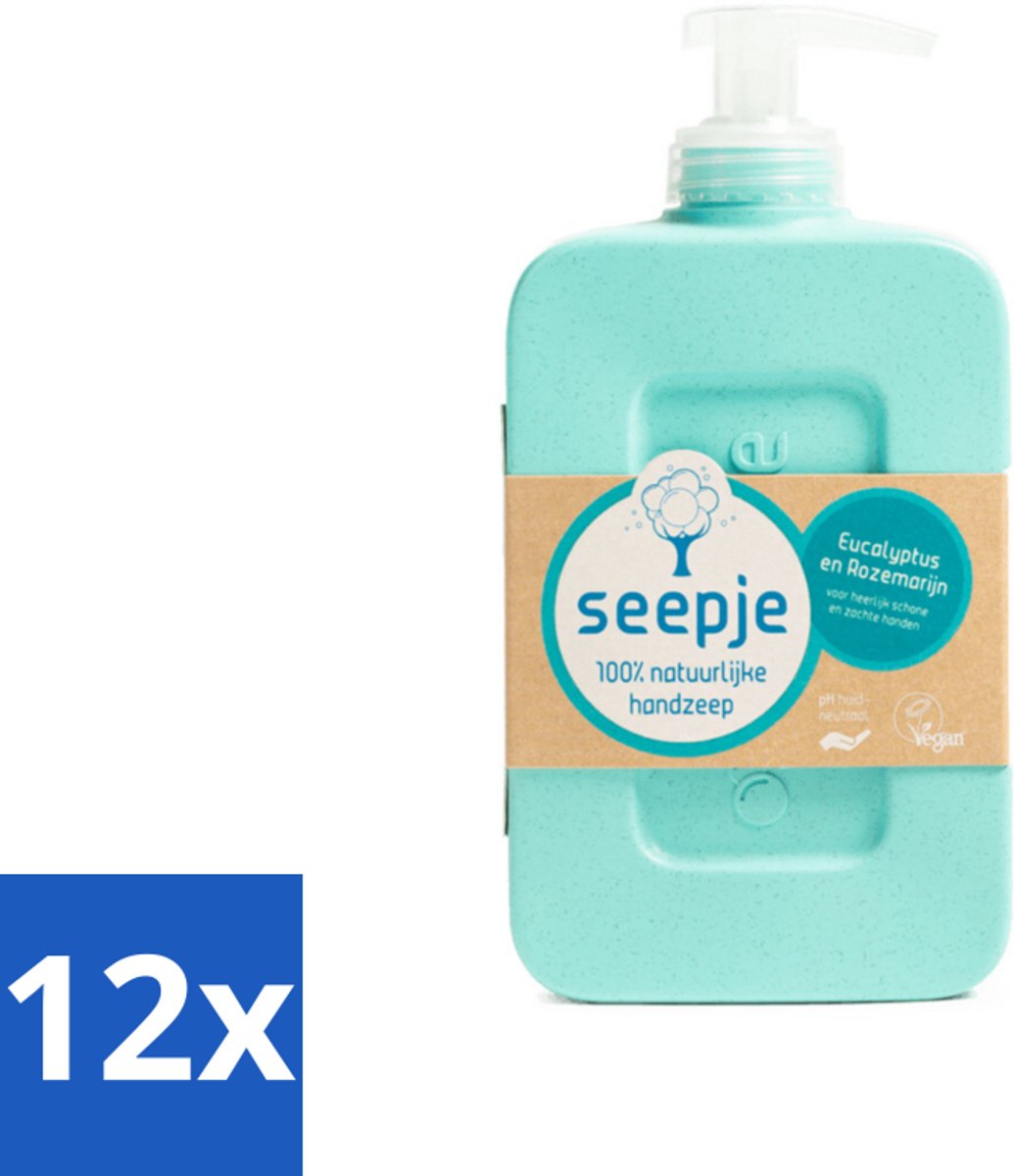 12 x Seepje - Handzeep - Eucalyptus met Rozemarijn - 300 ml - Antiseptische Geur - Handzeep - Eucalyptus - Rozemarijn - Natuurlijke Handzeep - Antiseptische Handzeep