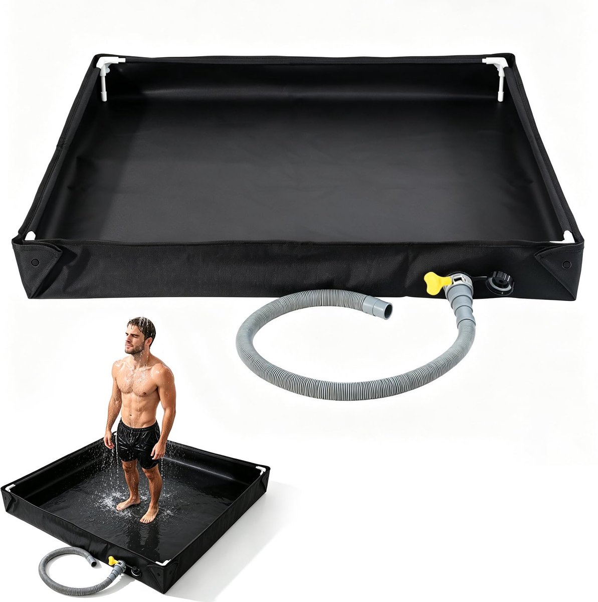 Draagbare douchebak 80 x 80 cm - opvouwbaar - duurzaam Oxford - ideaal voor campingdouche - ShopVlot