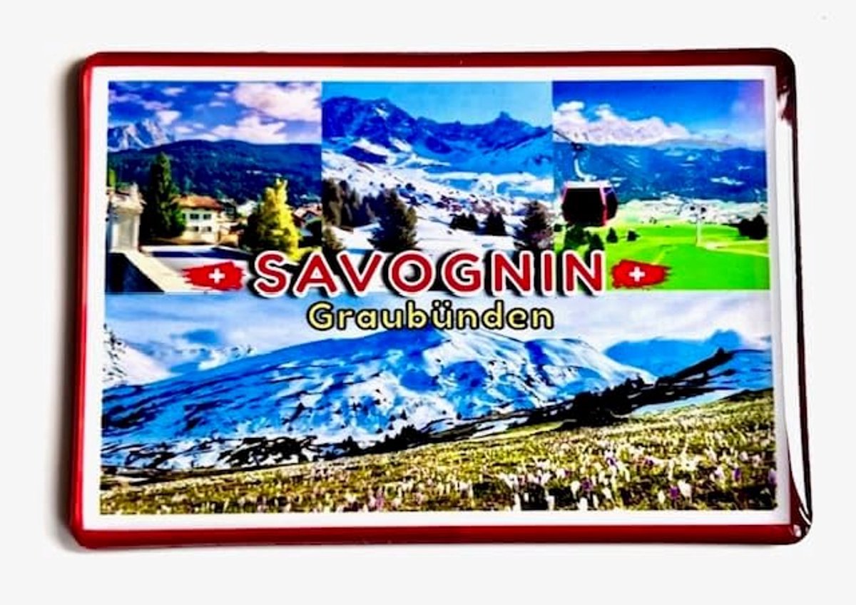 Fridge magnet Savognin - Epoxy souvenir - Decoratief - Reisherinnering uit Graubünden - ShopVlot