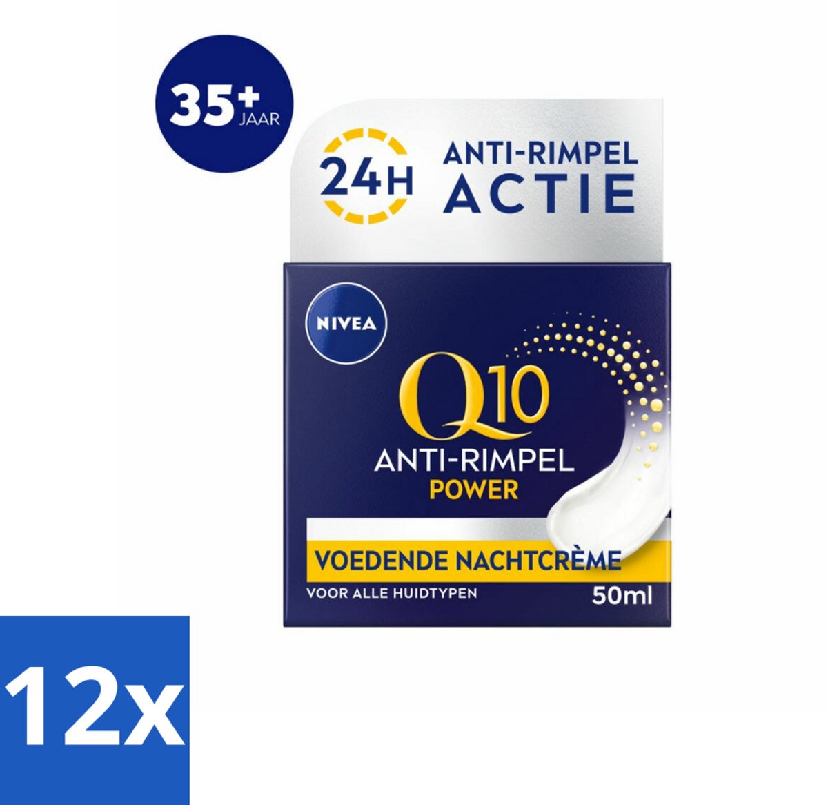 12 x NIVEA - Nachtcrème - Q10 POWER Anti-Rimpel - Voor alle huidtypen - Met Q10 & Creatine - 50 ml - Nivea Q10 - Anti-rimpel Crème - Nachtcrème - Rimpels Verminderen - Fijne Lijntjes