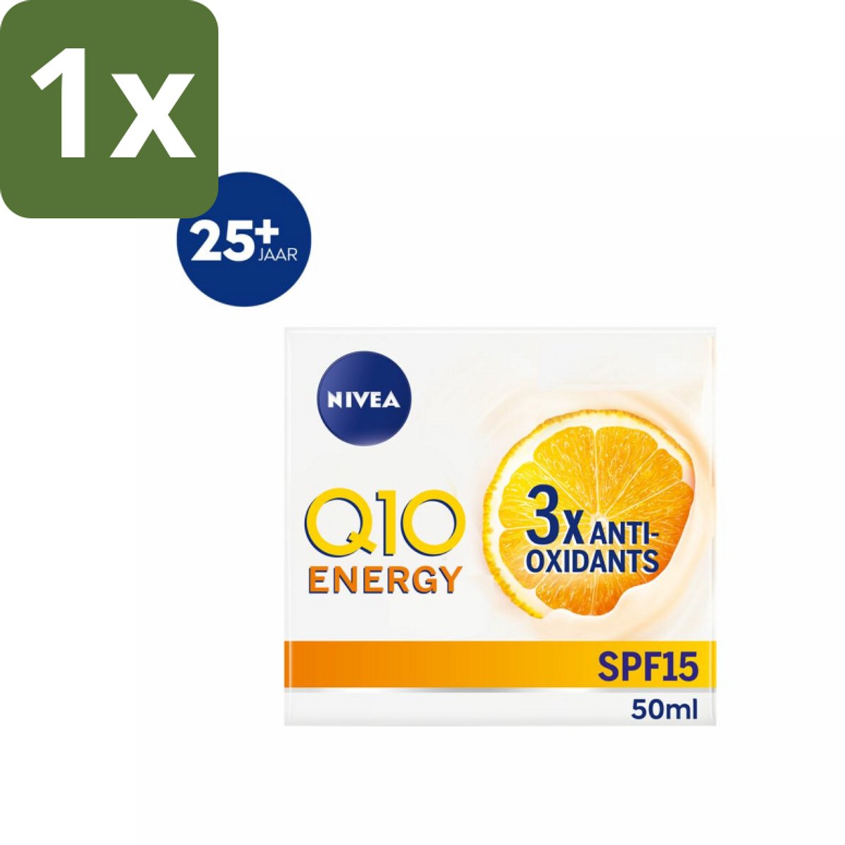 1 x NIVEA - Q10 Energie Dagcrème - Anti-Rimpel Crème - Normale & vermoeide huid - SPF 15 - Met Vitamine C & Q10 - 50 ml - Anti-rimpel Crème - Q10 Crème - Vitamine C Crème - SPF 15 Crème - Energie Crème