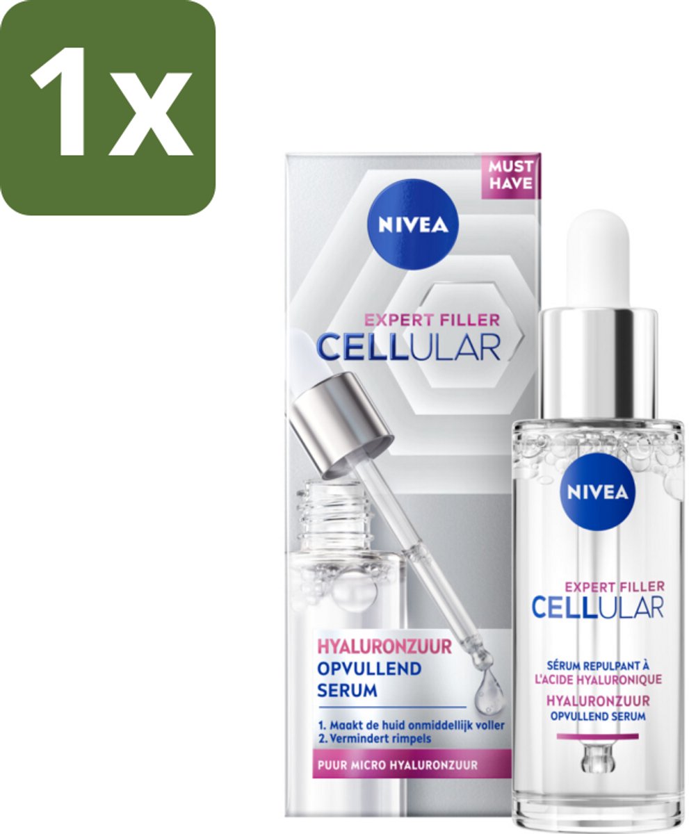 1 x Nivea - Cellular - Expert Filler Hyaluronzuur Serum - Rimpelvullend en Hydraterend - 30 ml - Hyaluronzuur Serum - Rimpelvullend Serum - Hydratatie Serum - Anti-aging Serum - Huidverjonging