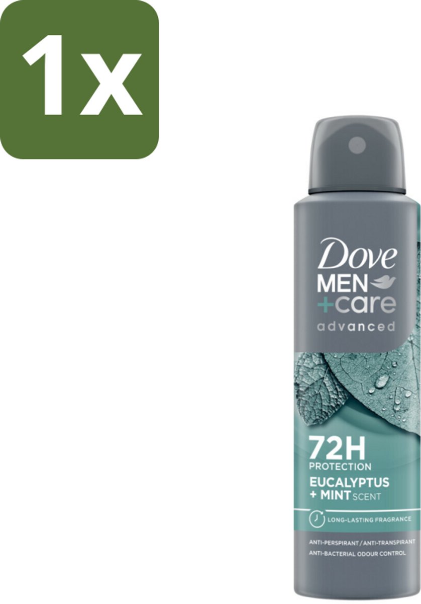 1 x Dove Men+Care Deodorant Spray - Eucalyptus & Mint - 150 ml - Deodorant Spray - Zweetbestrijding - Eucalyptus Mint - 72 Uur Bescherming - Anti-transpirant
