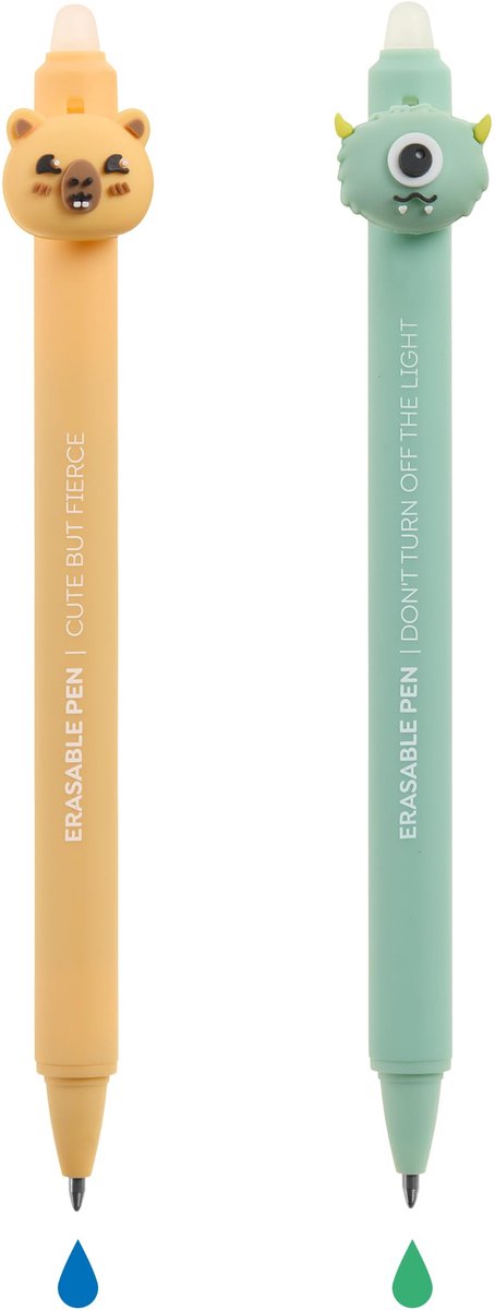 Balpen set 0,7 mm - uitwisbaar - dierenvorm kop - creatief schrijven - ShopVlot