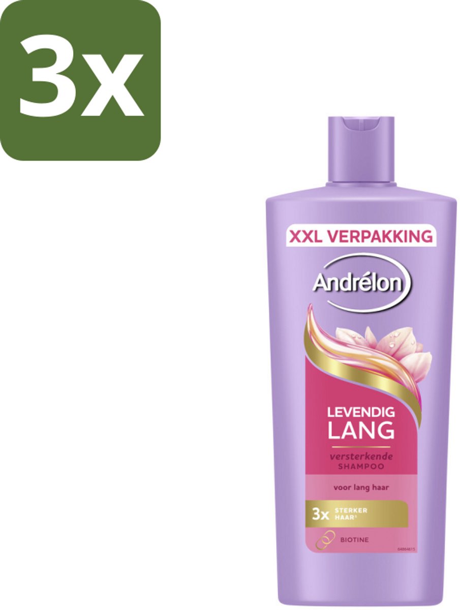 Andrélon – Shampoo – Levendig Lang – 685 ml - Bulkverpakking - 3 stuks