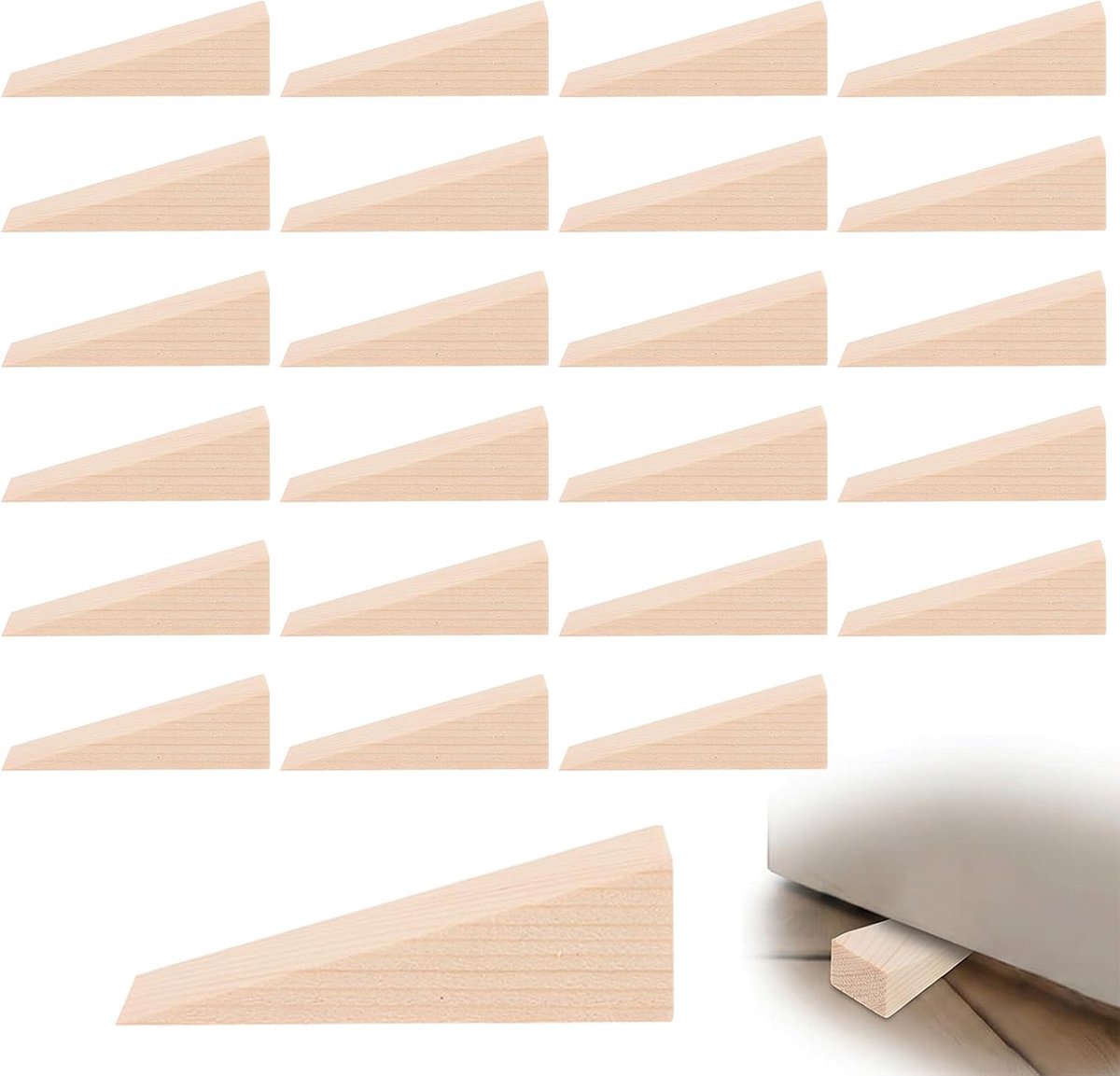 Set van 24 houten wiggen (2 x 3 x 2 cm) - robuust materiaal - perfecte uitlijning - stabilisatie voor meubels - ShopVlot