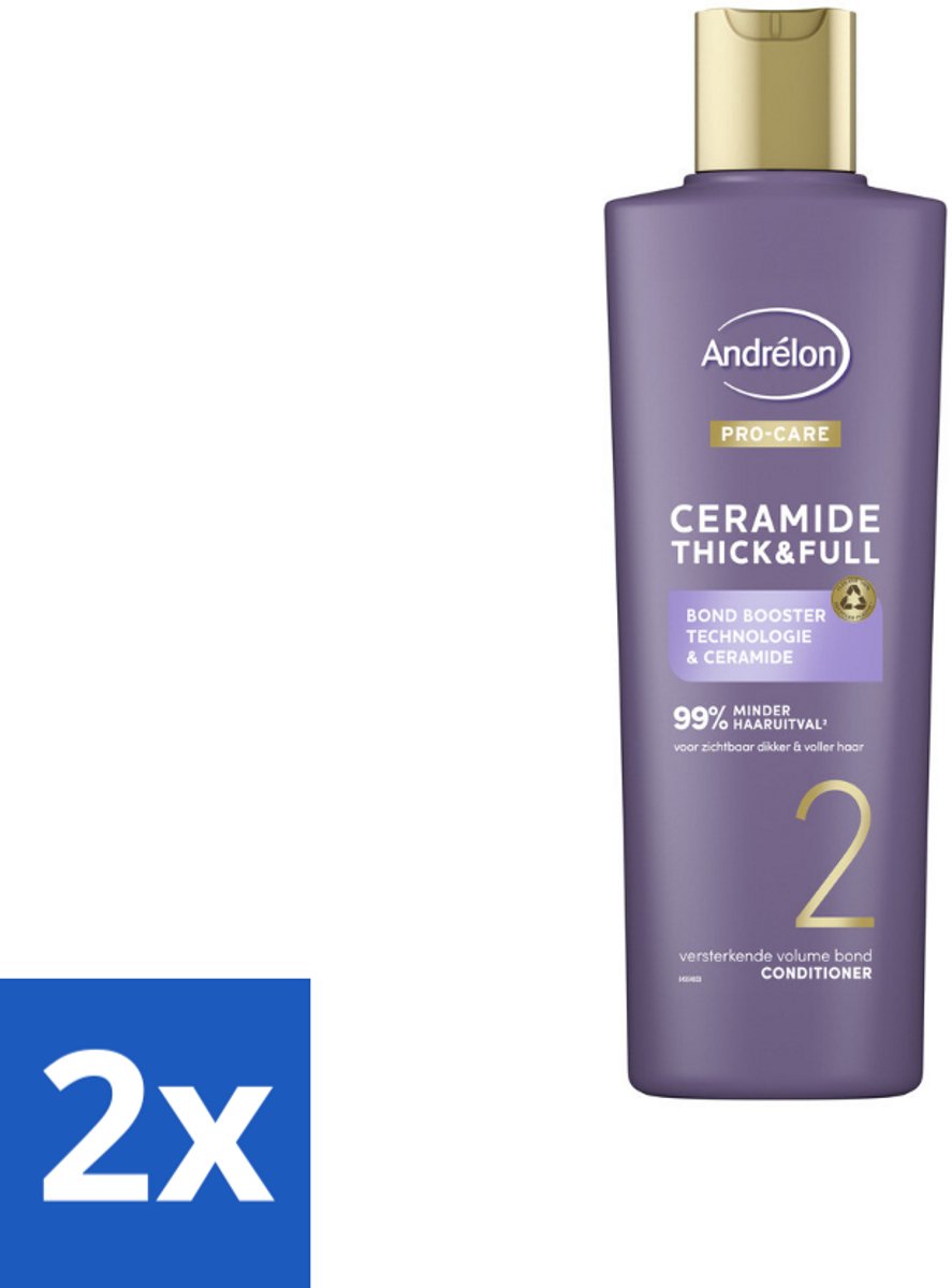 2 x Andrélon – Conditioner – Pro Care Ceramide Thick & Full – 250 ml - Dikker Haar - Voller Haar - Haarversterken - Haaruitval Verminderen - Ceramide