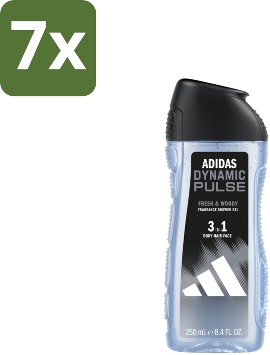 7 x Adidas – Douchegel 3-in-1 – Dynamic Pulse – 250 ml - Adidas Dynamic Pulse - Douchegel - Sportieve Geur - Pepermunt - Energie