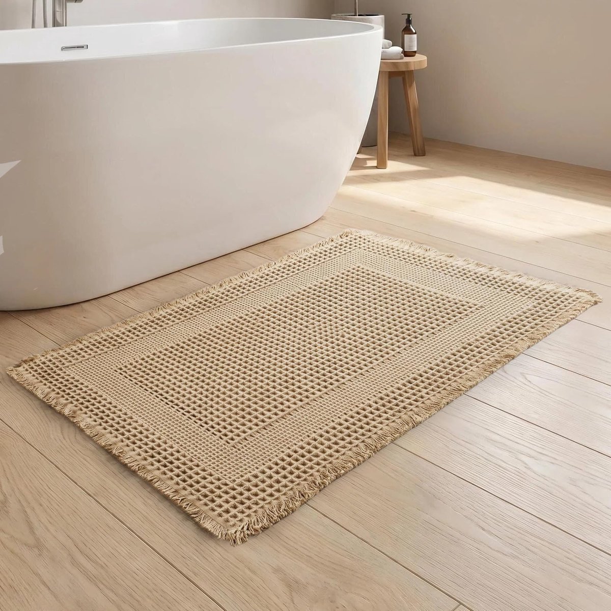 Badmat 43 x 61 cm - wafelpatroon - antislip - sneldrogend, absorberend - ShopVlot