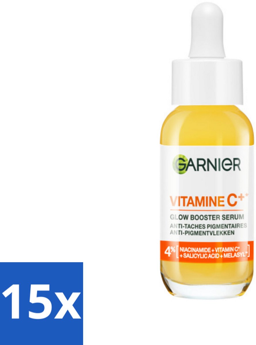 15 x Garnier - SkinActive - Serum - Vitamine C - Tegen Pigmentvlekken - Niacinamide & Salicylzuur - 30 ml - Vitamine C Serum - Pigmentvlekken - Huidverzorging - Stralende Huid - Niacinamide