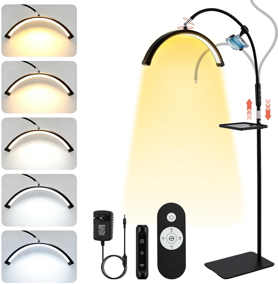 LED-wimperlamp halvemaanvorm - opvouwbaar - 5 kleurtemperaturen - ShopVlot
