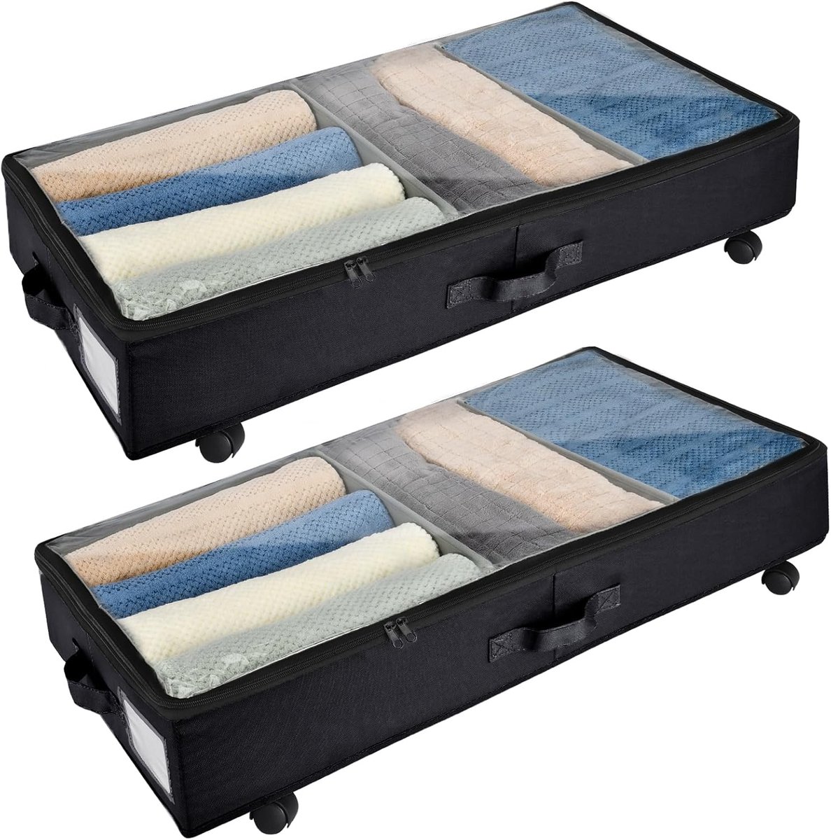 Onderbed Opbergtafel met Wielen - 360° Draaibaar Metaal - Vouwbaar - Ideaal voor Kleding en Schoenen - ShopVlot
