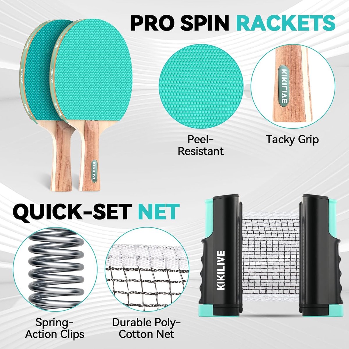 Table Tennis Set with Extendable Net, 2 Bats, 6 Balls and Carry Bag, Portable Set for Indoor and Outdoor Use Ideal for - ShopVlot